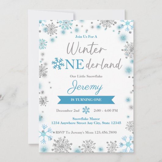 Whimsical Winter Snowflake Anniversaire Invitation (Devant)
