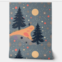 Whimsical Winter Wonderland: Feestelijke bosnacht Behang