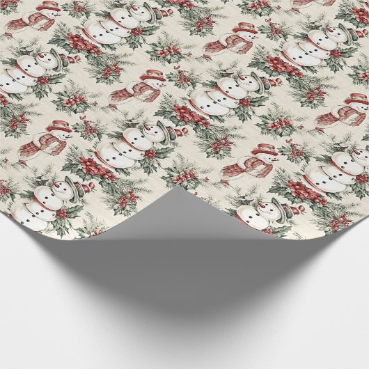 Whimsical Winter Wonderland met  Sneeuwman Cadeaupapier (Hoek)