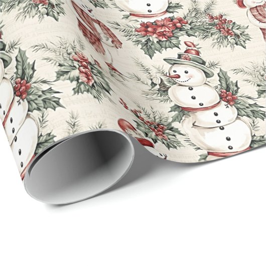 Whimsical Winter Wonderland met  Sneeuwman Cadeaupapier (Rol Hoek)