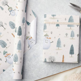 Whimsical Winter Wonderland Sneeuwman, Kerstmis Cadeaupapier