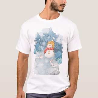 Whimsical Winter Wonderland Snowman T-shirt homme