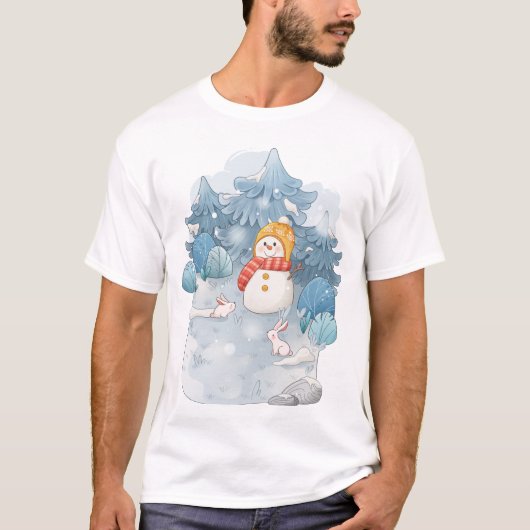 Whimsical Winter Wonderland Snowman T-shirt homme (Devant)