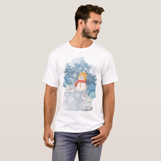 Whimsical Winter Wonderland Snowman T-shirt homme (Devant entier)
