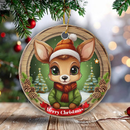 Whimsical Winter Wonderland Woodland Wildlife 🦌🎄 Keramisch Ornament