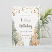 Whimsical Winter Woodland Birthday Invitation (Debout devant)