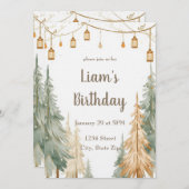 Whimsical Winter Woodland Birthday Invitation (Devant / Derrière)