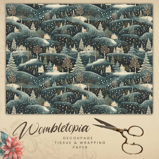 Whimsical Winter Woodland Kerstmis Decoupage Tissuepapier