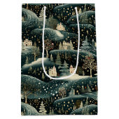Whimsical Winter Woodland Kerstvakantie Medium Cadeauzakje (Achterkant)