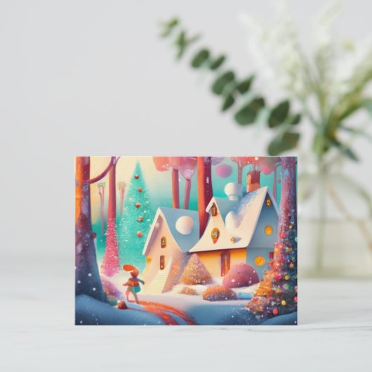 Whimsical Winter's Tale: voeg je warme wensen toe Feestdagenkaart (Staand voorkant)