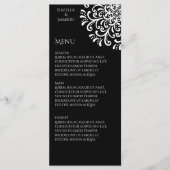 Whimsical wit en zwart bloeien bruiloft Menu (Voorkant)