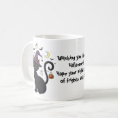Whimsical Witch Cat Mok cadeau voor Halloween (Voorkant links)
