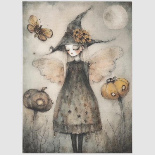 Whimsical Witch en pompoenen Decoupage Tissuepapier (Voorkant)