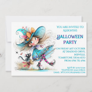 *Whimsical Witch Halloween Party Uitnodiging