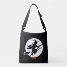 Whimsical Witch Silhouette, Witch, Halloween Witch Crossbody Tas
