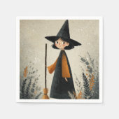 Whimsical Witch Waterverf Halloween Servet (Voorkant)