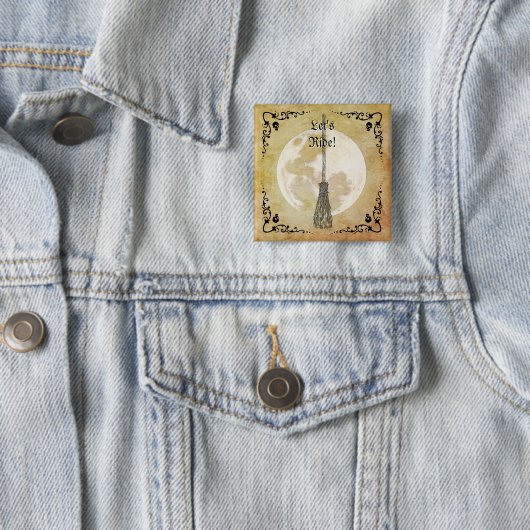 Whimsical Witchy Full Moon Vierkante Button 5,1 Cm (In situ)