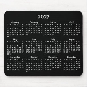 Whimsical Witte 2027 Agenda op Zwart Muismat