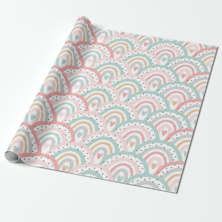 Whimsical Witte regenbogen en harten pastel Cadeaupapier
