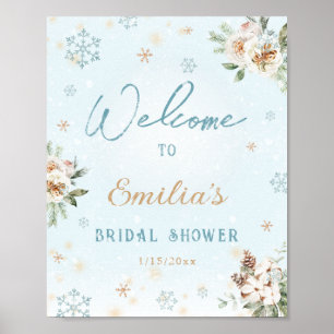 Whimsical Witte Winter Sneeuw Bevroren Bruidsdouch Poster