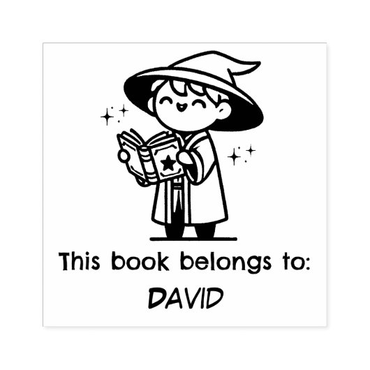 Whimsical Wizard "Dit boek behoort toe" Rubberstempel (Afrduk)