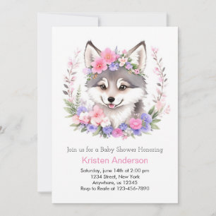 Whimsical Wolf Dreams onthuld meisje Baby shower Kaart
