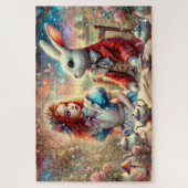 Whimsical Wonderland Illustration Alice & Rabbit Legpuzzel (Verticaal)