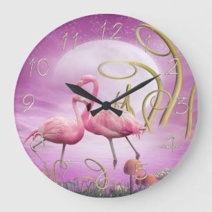 Whimsical Wonderland Pink Flamingos Clock Grote Klok