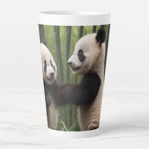 Whimsical Wonders: Baby-panda's spelen in het bos Latte Mok