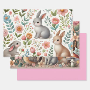 Whimsical Woodland Animals Bloemstuk Inpakpapier Vel