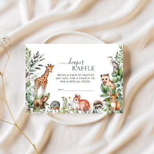 Whimsical Woodland Animals Diaper Raffle Ticket Informatiekaartje