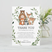 Whimsical Woodland Animals Greenery Baby shower Bedankkaart (Staand voorkant)