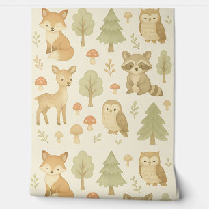 Whimsical Woodland Animals Nursery Wallpaper Behang