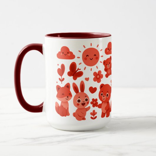 Whimsical Woodland Animals Sun Ceramic Mug (Gauche)
