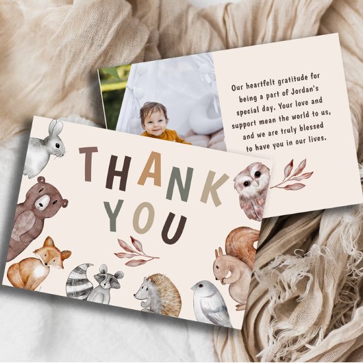 Whimsical Woodland Animals Verjaardag Bedankt