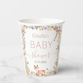 Whimsical Woodland Animals Wildflower Baby Shower  Papieren Bekers