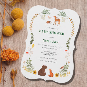 Whimsical Woodland Baby shower Invitation Kaart