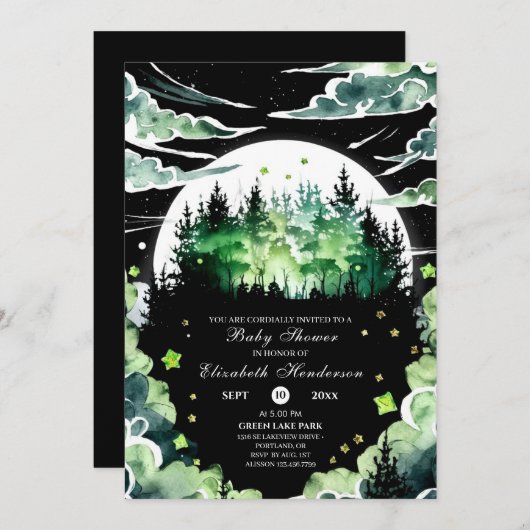 Whimsical Woodland Baby shower Kaart (Voorkant / Achterkant)