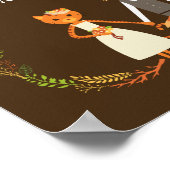 Whimsical Woodland Cat & Fox Couple Weddenschap Poster (Hoek)