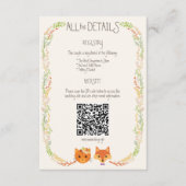 Whimsical Woodland Cat & Fox Rustic Wedding Informatiekaartje (Voorkant)