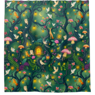 Whimsical Woodland Creatures Douchegordijn