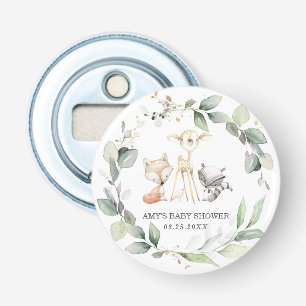 Whimsical Woodland Dieren Groen Party Favor Button Flesopener