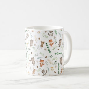 Whimsical Woodland Forest Baby Animals & Greenery Koffiemok