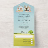 Whimsical Woodland Forest Deer Wedding All In One Uitnodiging (Binnen)