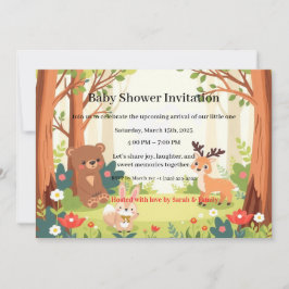 Whimsical Woodland Forest Friends Baby Shower Kaart
