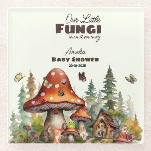 Whimsical Woodland Forest Mushroom Baby shower Glazen Onderzetter