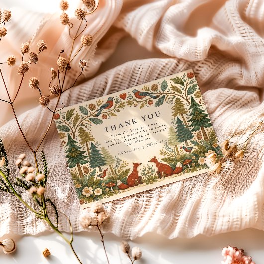 Whimsical Woodland Forest Wedding Bedankkaart