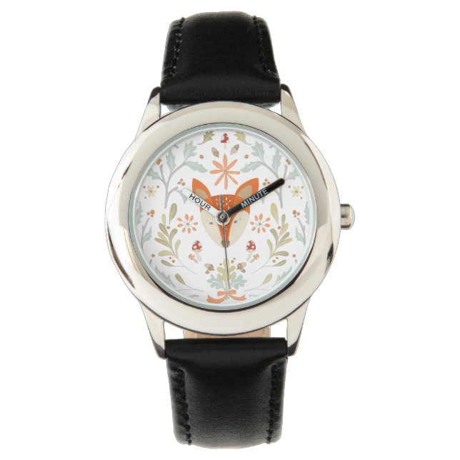 Whimsical Woodland Fox Horloge (Voorkant)