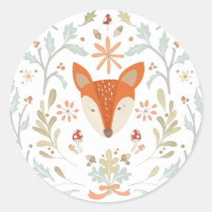 Whimsical Woodland Fox Ronde Sticker