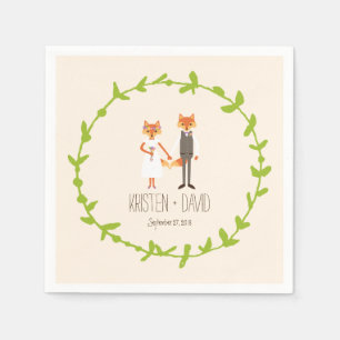 Whimsical Woodland Foxes Ivory bruiloft Servetten